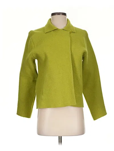 Pre-owned Eileen Fisher Wool Coat In Green