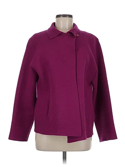 Pre-owned Eileen Fisher Wool Coat In Purple