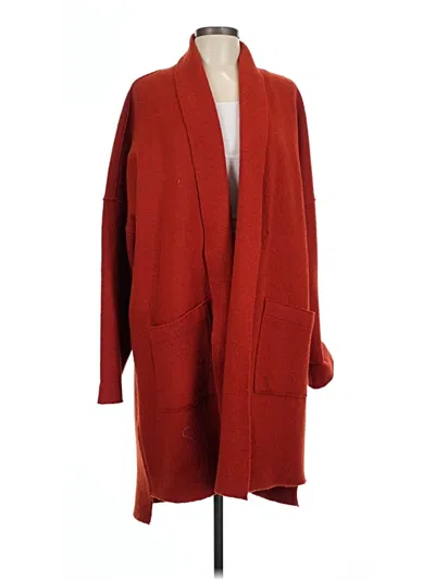 Pre-owned Eileen Fisher Wool Coat In Red
