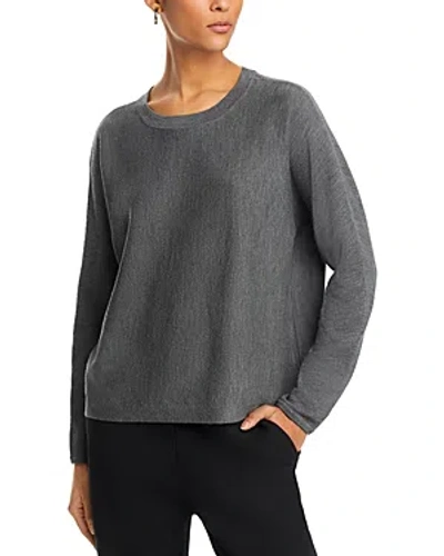 Eileen Fisher Wool Crewneck Boxy Sweater In Ash