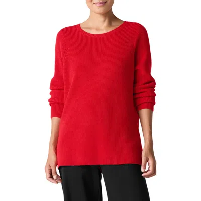 Eileen Fisher Wool Crewneck Sweater In Red Poppy