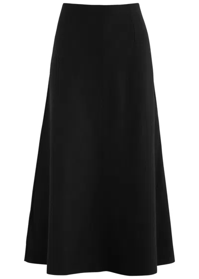 Eileen Fisher Wool-felt Midi Skirt In Black