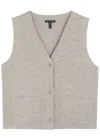 Eileen Fisher Lightweight Boiled Wool Vest In Beige