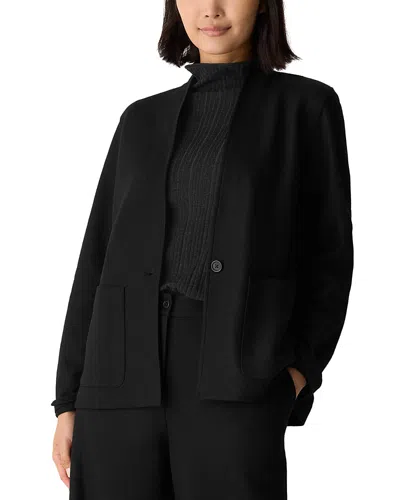 EILEEN FISHER WOOL HIGH COLLAR JACKET