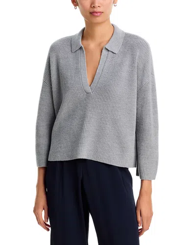 Eileen Fisher Wool Johnny Collar Sweater In Blue