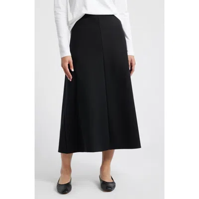 Eileen Fisher Wool Midi A-line Skirt In Black