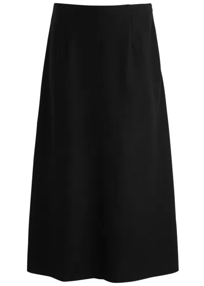 Eileen Fisher Wool Midi Skirt In Black