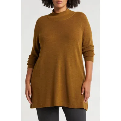 Eileen Fisher Wool Mock Neck Tunic In Gold Leaf