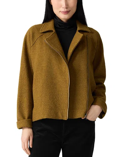Eileen Fisher Wool Moto Jacket In Golf Leaf