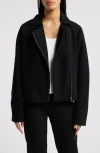 Eileen Fisher Zip-front Boiled Wool Jacket In Black