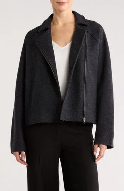 Eileen Fisher Wool Motorcycle Jacket In Black