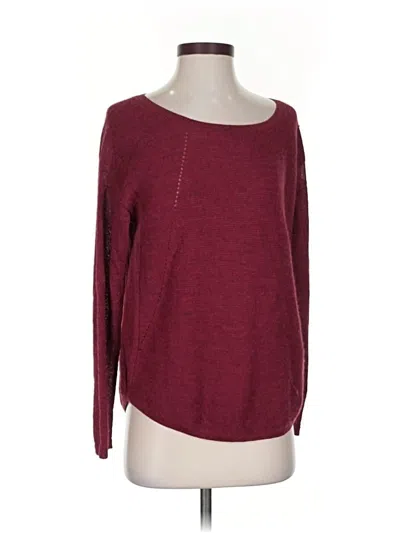 Pre-owned Eileen Fisher Wool Pullover Sweater In Burgundy