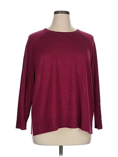 Pre-owned Eileen Fisher Wool Pullover Sweater In Burgundy
