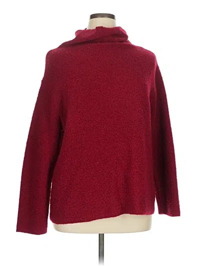 Pre-owned Eileen Fisher Wool Pullover Sweater In Burgundy