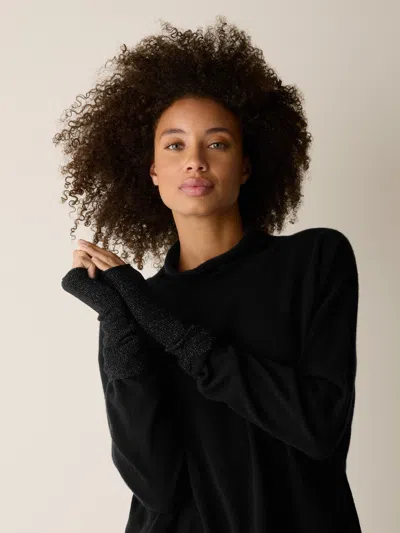 Eileen Fisher Wool Shimmer Glovelettes In Black