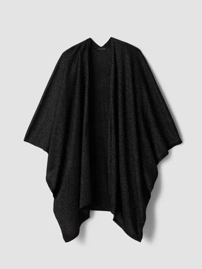 Eileen Fisher Wool Shimmer Serape In Regenerative Wool In Black