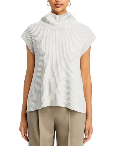 Eileen Fisher Ribbed Turtleneck Wool Tank In Sea Salt