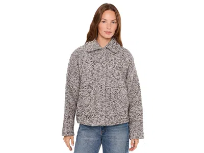 Eileen Fisher Wool Tweed Outerwear Classic Collar Jacket Women's Coat Coffee: Md, Nylon/wool In Gray