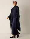 Eileen Fisher Wool Twill Graph Serape In Blue