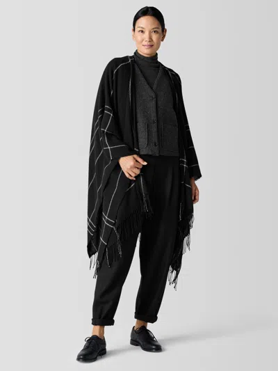 Eileen Fisher Wool Twill Graph Serape In Black