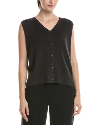 Eileen Fisher Wool V-neck Vest In Black