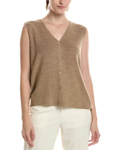 Eileen Fisher Wool V-neck Vest In Brown