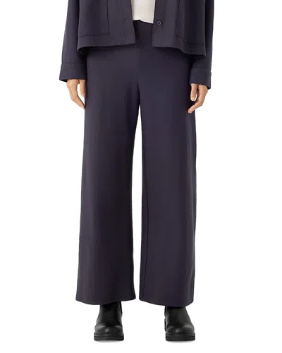 Eileen Fisher Wool Wide Ankle Pants In Noctn