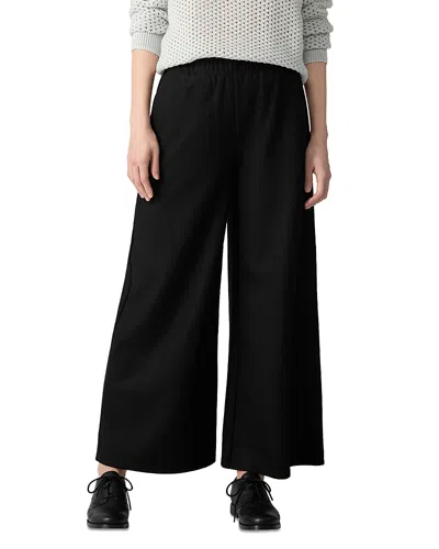 Eileen Fisher Wool Wide Leg Ankle Pants In Black