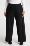 Eileen Fisher Wool Wide Leg Pants In Black