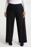 Eileen Fisher Wool Wide Leg Pants In Black