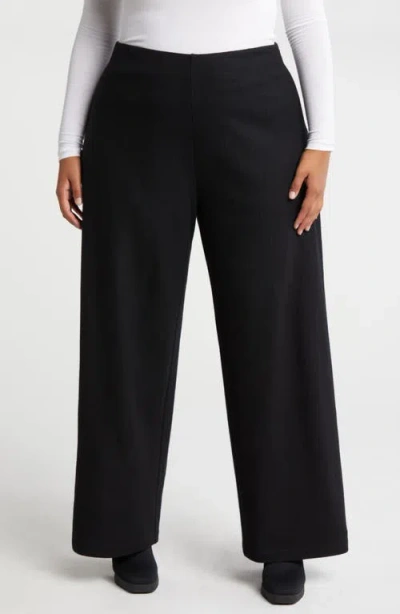 Eileen Fisher Wool Wide Leg Pants In Black
