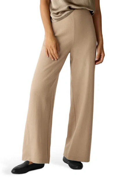 Eileen Fisher Wool Wide Leg Pants In Brown
