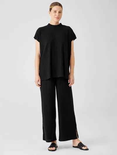 Eileen Fisher Woven Plisse Straight Pant In Black