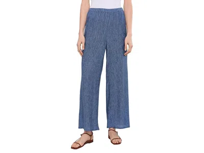 Eileen Fisher Woven Plisse Wide Ankle Pants Women's Clothing Cornflower: Xs 27.5 In Blue