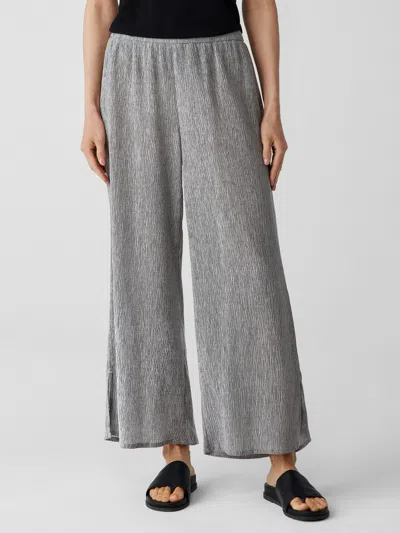 Eileen Fisher Woven Plisse Wide-leg Pant In Gray