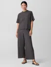 Eileen Fisher Woven Plisse Wide-leg Pant In Gray