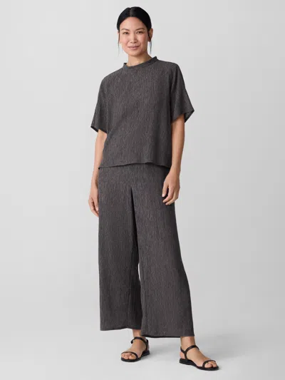 Eileen Fisher Woven Plisse Wide-leg Pant In Gray