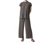Eileen Fisher Woven Plisse Wide Leg Pant In Taupe In Gray