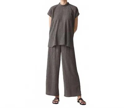 Eileen Fisher Woven Plisse Wide Leg Pant In Taupe
