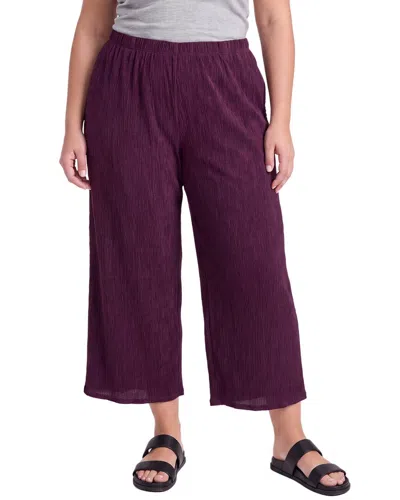 Eileen Fisher Woven Plissé Wide Pant In Purple