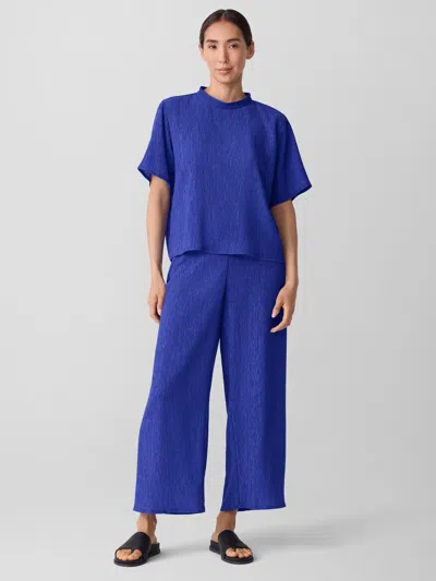 Eileen Fisher Woven Plisse Wide-leg Pant In Blackberry