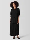 Eileen Fisher Woven Wool Silk A-line Skirt In Black