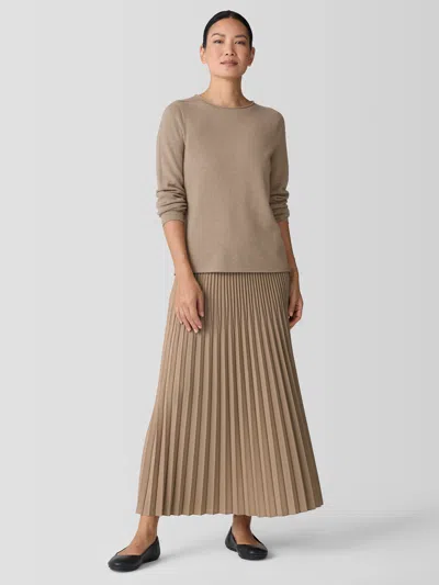 Eileen Fisher Woven Wool Silk A-line Skirt In Brown