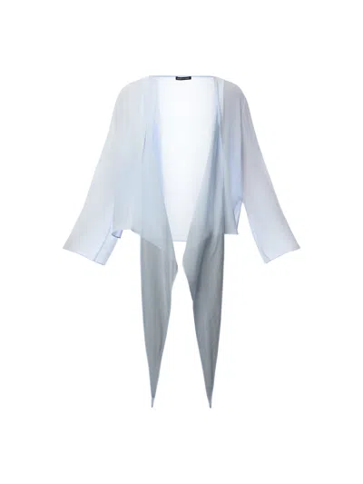 Eileen Fisher Sheer Silk Georgette Tie Jacket In Blue