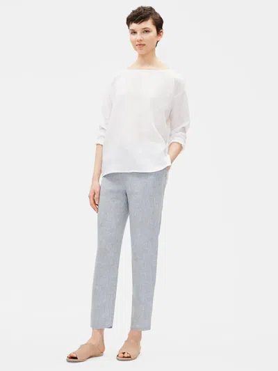 Eileen Fisher Yarn-dyed Organic Handkerchief Linen Slouchy Pant In White