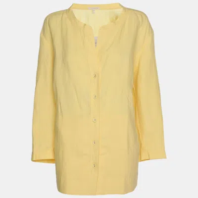 Eileen Fisher Yellow Organic Linen Shirt In Multi