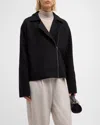 Eileen Fisher Zip-front Boiled Wool Jacket In Black
