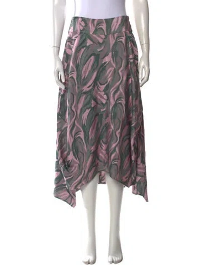 Pre-owned Eileen Shields X Zero+maria Cornejo Printed Midi Length Skirt In Pink