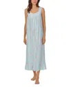 Eileen West Floral Sleeveless Cotton Ballet Nightgown In Aqua/print