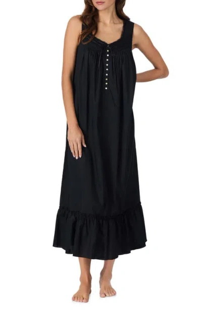 Eileen West Ballet Sleeveless Cotton Nightgown In Black